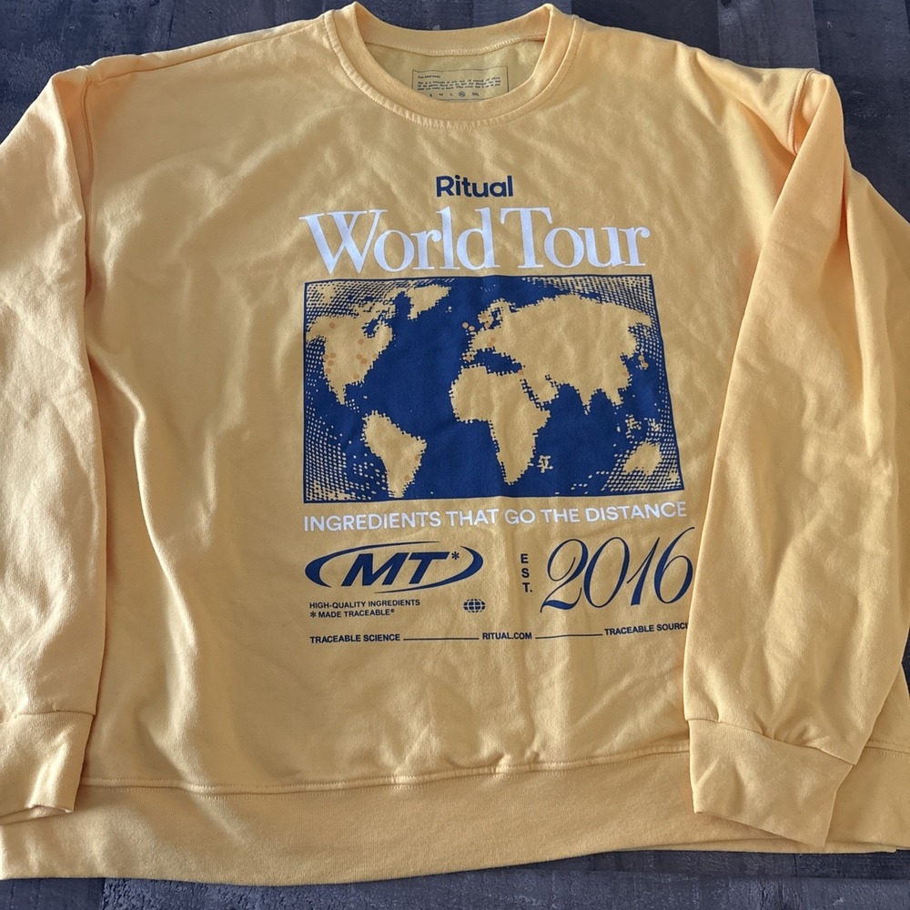 Ritual Vitamin Sweatshirt size XL Yellow World Tour Health